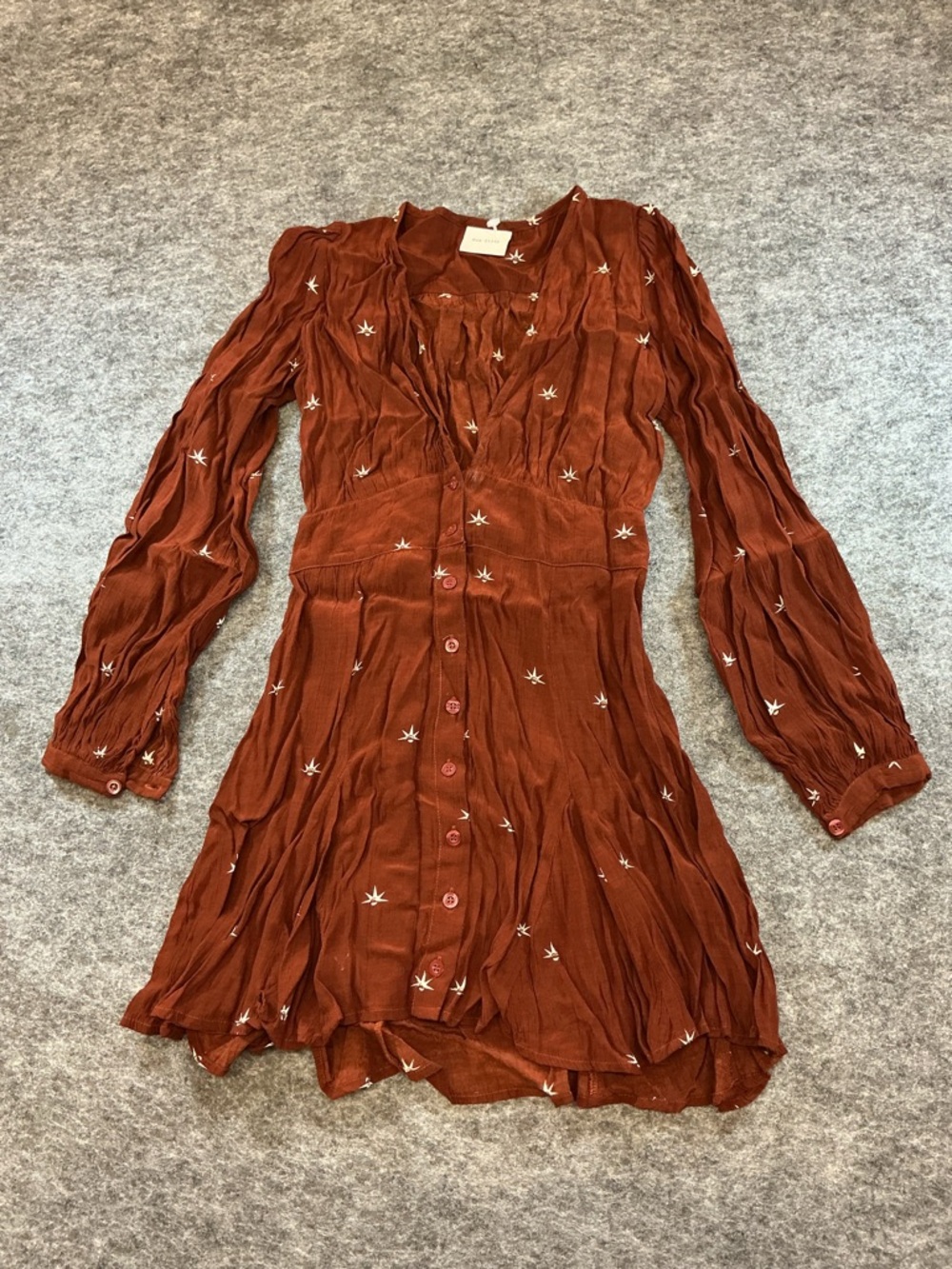 Rue Stiic Rusty Brown With White Suns Fit and Flare Mini Dress A3